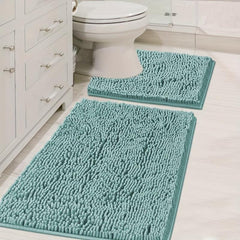 Chenille Bath Mat U-shaped & Rectangle Bath Rug Shaggy Soft Plush Carpet