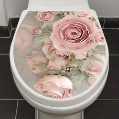Flower Pattern Toilet Lid Decal Self Adhesive Sticker Bathroom Decor