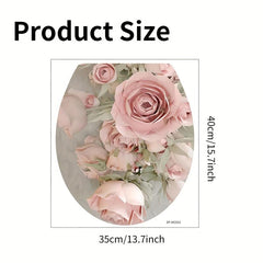 Flower Pattern Toilet Lid Decal Self Adhesive Sticker Bathroom Decor