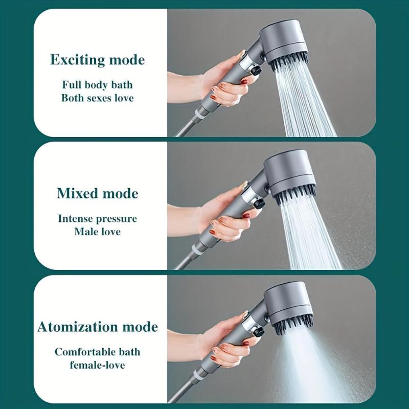Adjustable High Pressure Shower Head 3 Modes Water Saving Filter Spray Nozzle