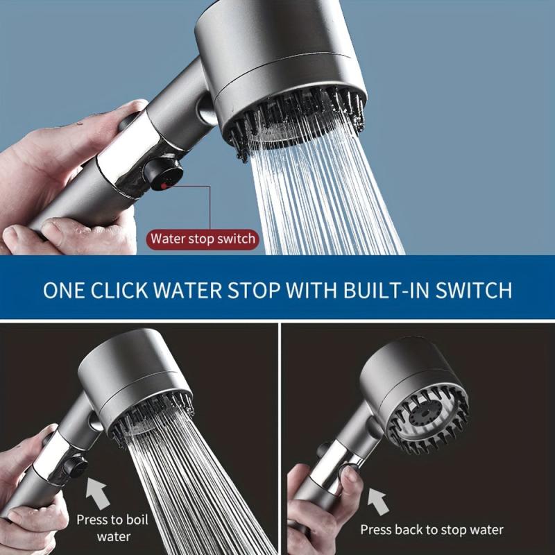 Adjustable High Pressure Shower Head 3 Modes Water Saving Filter Spray Nozzle