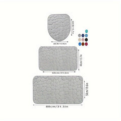 3pcs Memory Foam Bath Mat Set Soft Non-slip Washable Thick Carpet for Bathroom