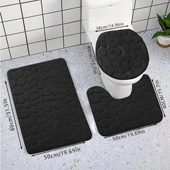 3pcs Memory Foam Bath Mat Set Soft Non-slip Washable Thick Carpet for Bathroom