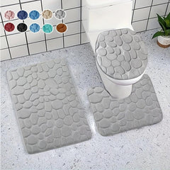 3pcs Memory Foam Bath Mat Set Soft Non-slip Washable Thick Carpet for Bathroom