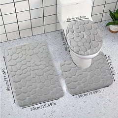 3pcs Memory Foam Bath Mat Set Soft Non-slip Washable Thick Carpet for Bathroom