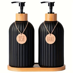 Stylish Dish Soap Dispenser Set Countertop Hands Soap and Dish Soap