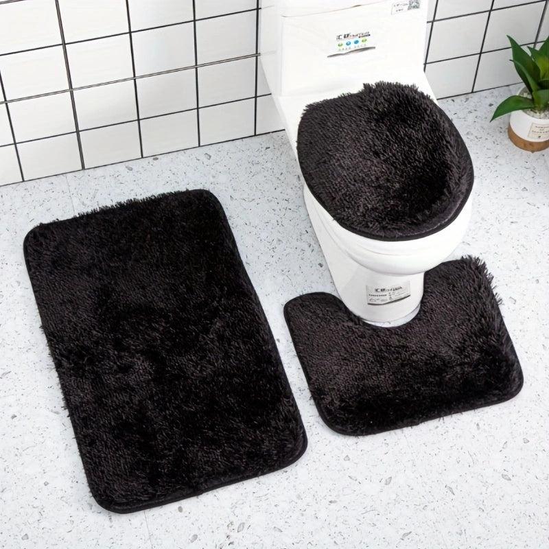 3pcs Bathroom Mat Set Soft Plush Ultra-fine Fiber Absorbent Mat