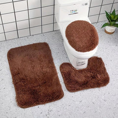 3pcs Bathroom Mat Set Soft Plush Ultra-fine Fiber Absorbent Mat