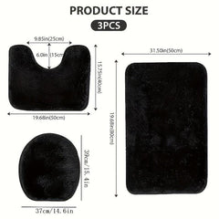 3pcs Bathroom Mat Set Soft Plush Ultra-fine Fiber Absorbent Mat