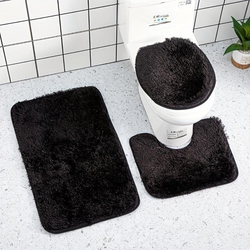 3pcs Bathroom Mat Set Soft Plush Ultra-fine Fiber Absorbent Mat