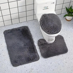 3pcs Bathroom Mat Set Soft Plush Ultra-fine Fiber Absorbent Mat