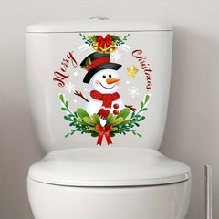Christmas Toilet Seat Sticker Merry Christmas Snow Man Xmas Toilet Lid Set Cover