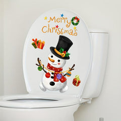 Christmas Toilet Seat Sticker Merry Christmas Snow Man Xmas Toilet Lid Set Cover
