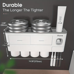 Toothbrush Holder with Gargle Cup Toothpaste Dispenser