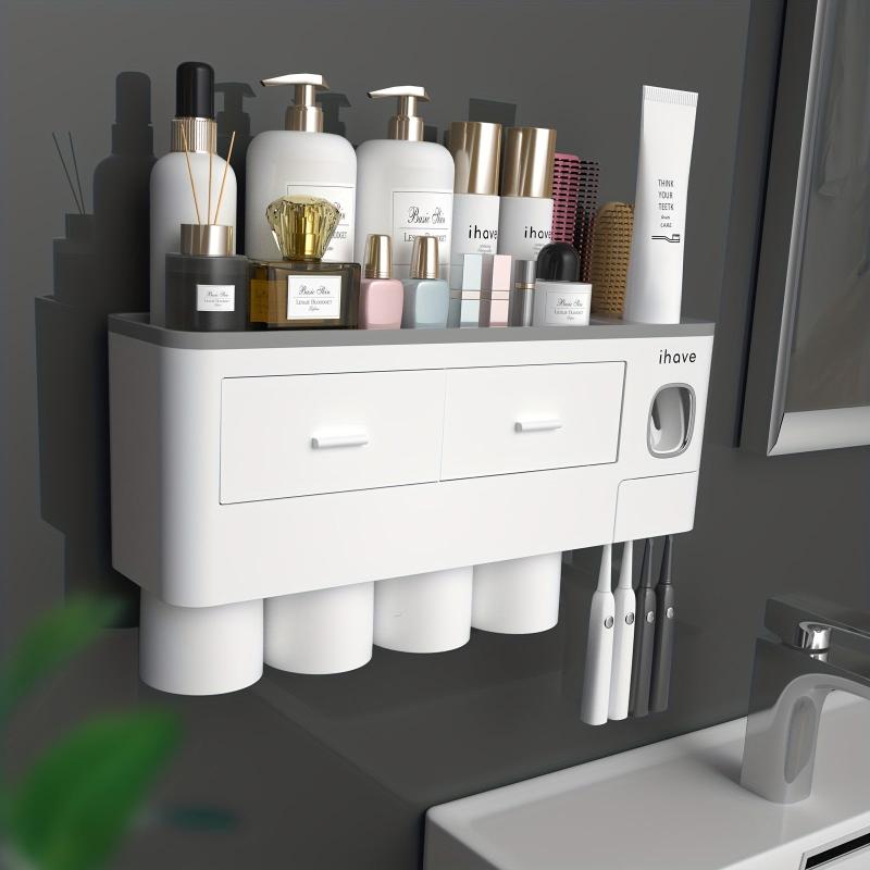 Toothbrush Holder with Gargle Cup Toothpaste Dispenser