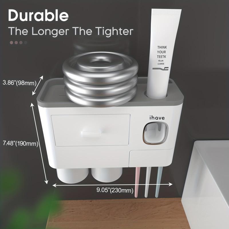 Toothbrush Holder with Gargle Cup Toothpaste Dispenser