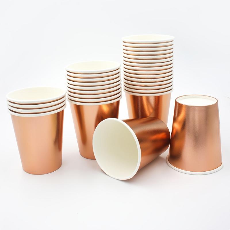 Rose Golden Party Set Disposable Tableware Set Paper Plates Paper Cups Paper
