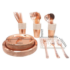 Rose Golden Party Set Disposable Tableware Set Paper Plates Paper Cups Paper