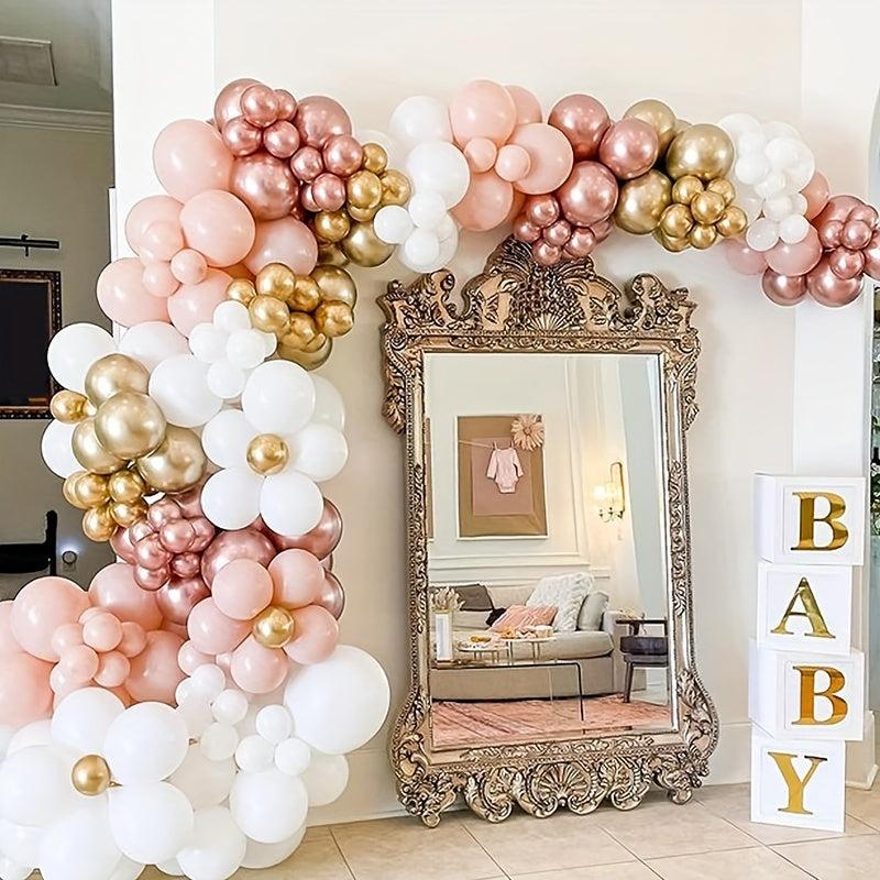 122pcs Rose Golden Pink Balloon Garland Arch Kit