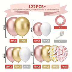 122pcs Rose Golden Pink Balloon Garland Arch Kit
