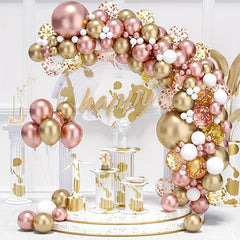 122pcs Rose Golden Pink Balloon Garland Arch Kit