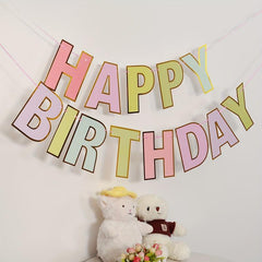 Bronzing Happy Birthday Pull Flag Party Decoration Supplies