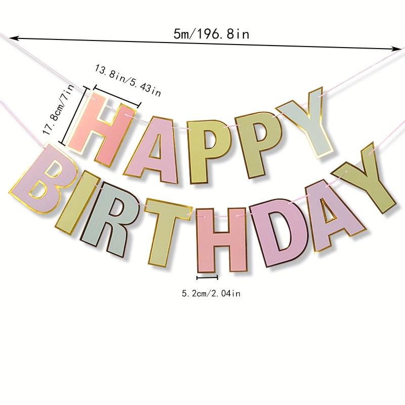 Bronzing Happy Birthday Pull Flag Party Decoration Supplies