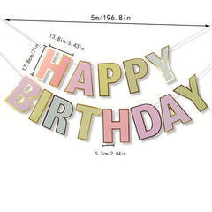 Bronzing Happy Birthday Pull Flag Party Decoration Supplies