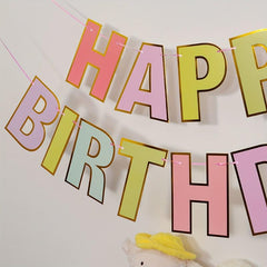 Bronzing Happy Birthday Pull Flag Party Decoration Supplies