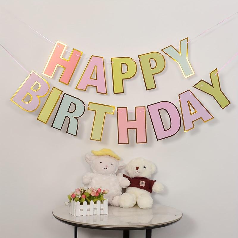 Bronzing Happy Birthday Pull Flag Party Decoration Supplies