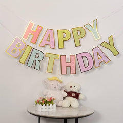 Bronzing Happy Birthday Pull Flag Party Decoration Supplies