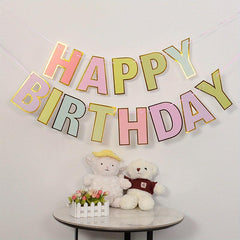 Bronzing Happy Birthday Pull Flag Party Decoration Supplies