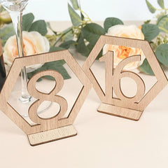 10pcs Wooden Table Number Plate 1-40 Hexagonal Hollow Number Plate