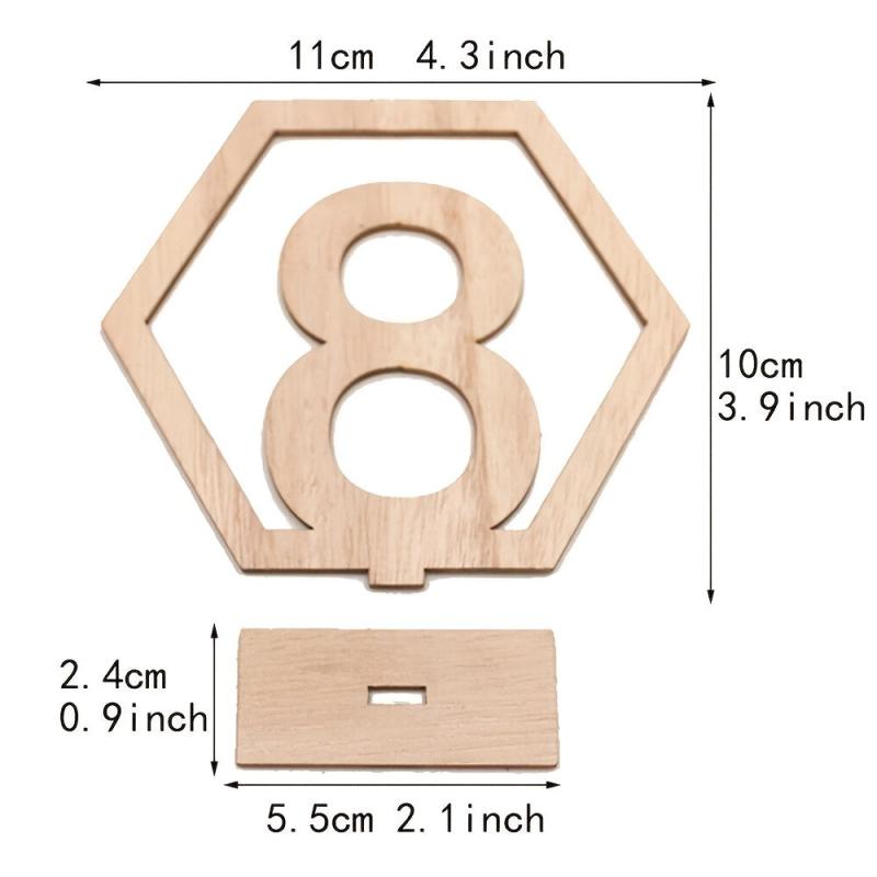 10pcs Wooden Table Number Plate 1-40 Hexagonal Hollow Number Plate