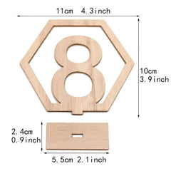 10pcs Wooden Table Number Plate 1-40 Hexagonal Hollow Number Plate