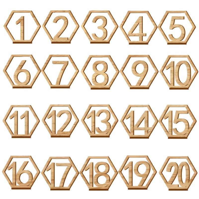 10pcs Wooden Table Number Plate 1-40 Hexagonal Hollow Number Plate