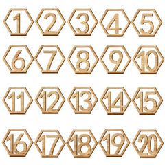 10pcs Wooden Table Number Plate 1-40 Hexagonal Hollow Number Plate