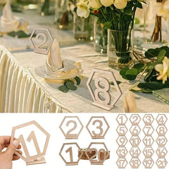 10pcs Wooden Table Number Plate 1-40 Hexagonal Hollow Number Plate