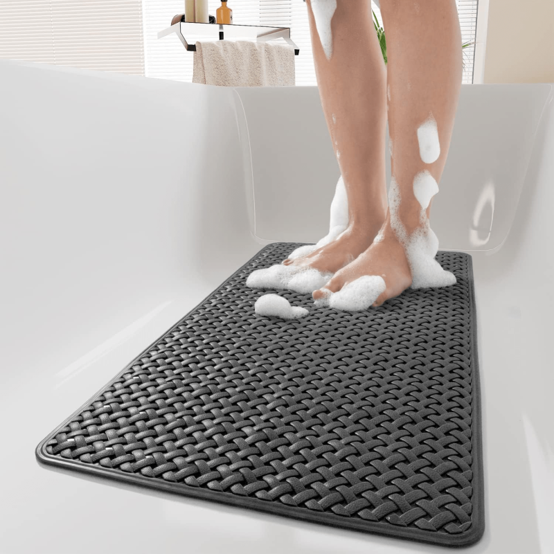 Anti Slip Shower Stall Mat with Drain Holes and Suction Cup