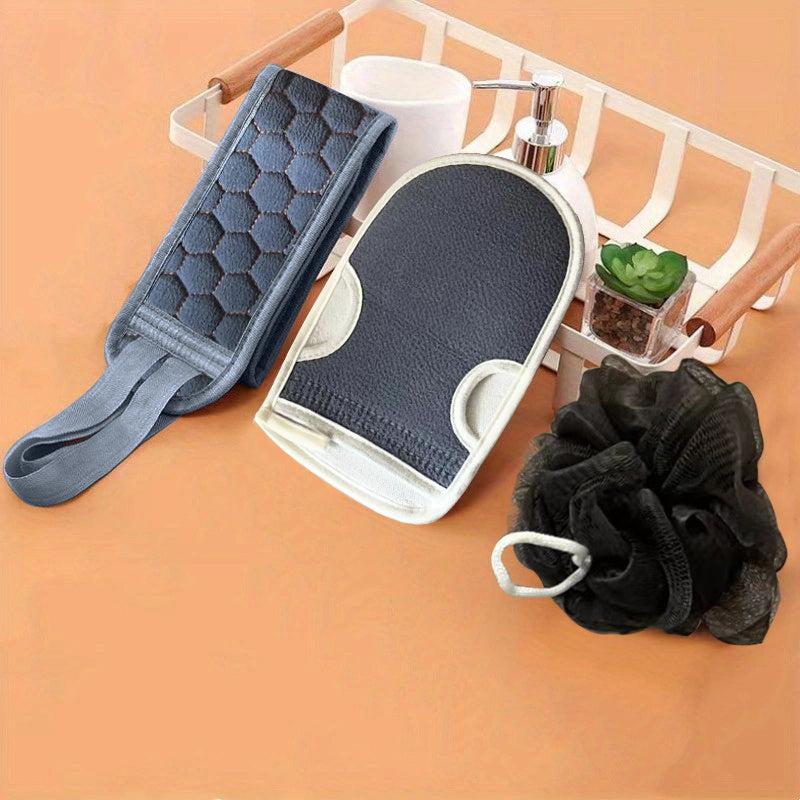 3pcs Thickened Rubbing Back Strip Bath Ball Gloves Men Women Home Essential