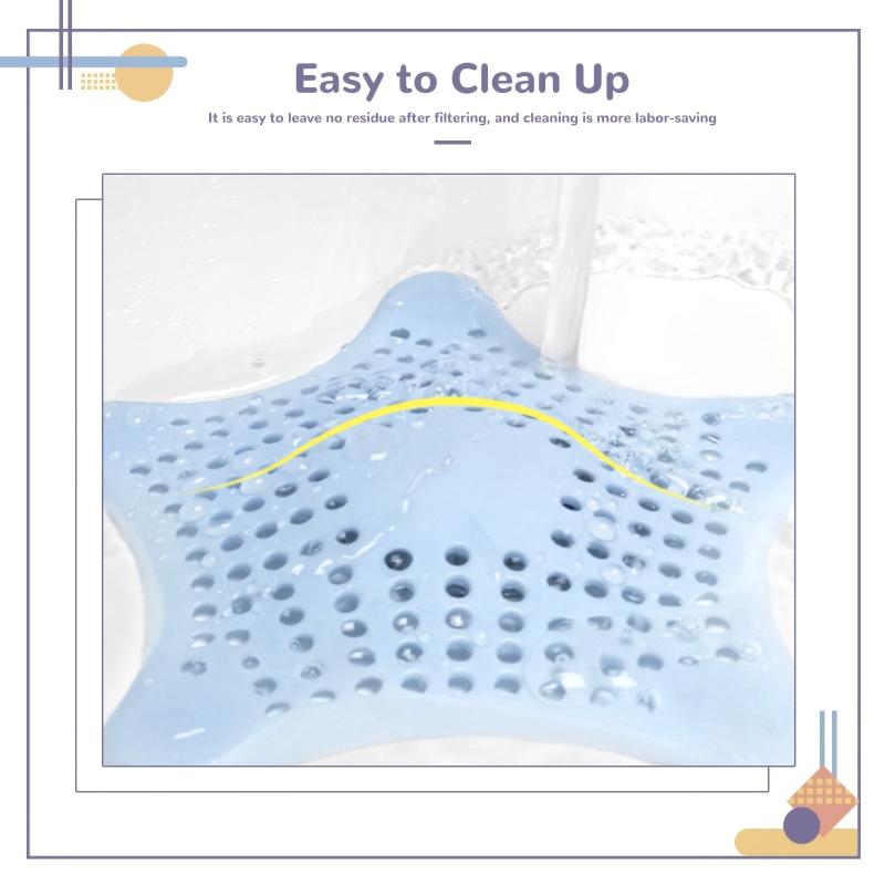 2pcs Starfish Silicone Hair Catchers for Bathroom Drain Cover Filter