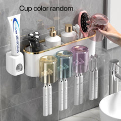 Automatic Toothpaste Dispenser With Toothbrush Holder