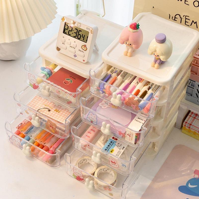 5 Layer Desktop Drawer Storage Box Transparent Office Stationery Organizer