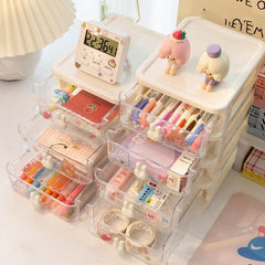 5 Layer Desktop Drawer Storage Box Transparent Office Stationery Organizer