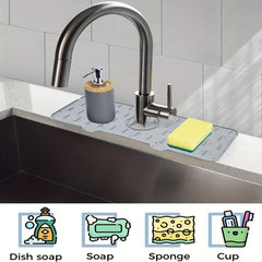 Silicone Sink Faucet Splash Guard - Protects Countertop from Drips and Spills