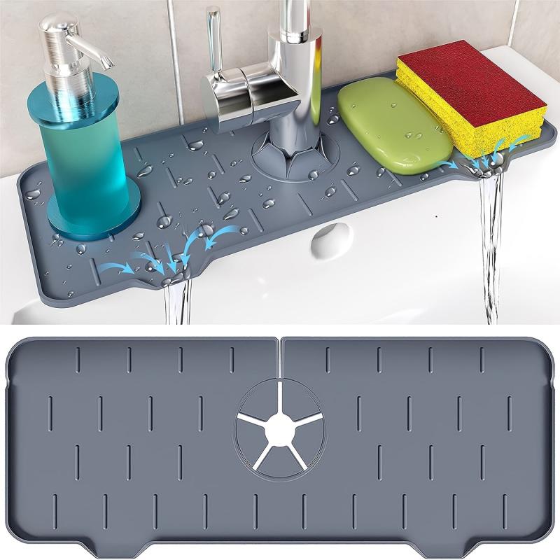 Silicone Sink Faucet Splash Guard - Protects Countertop from Drips and Spills
