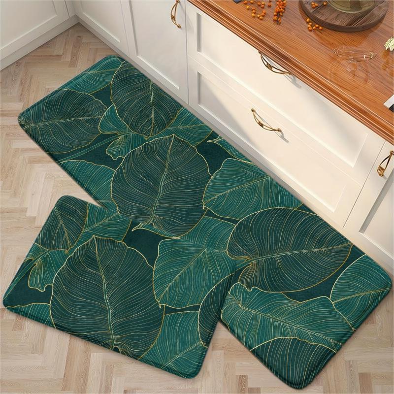 Green Plant Tropical Leaf Monstera Non-slip Bathroom Rug