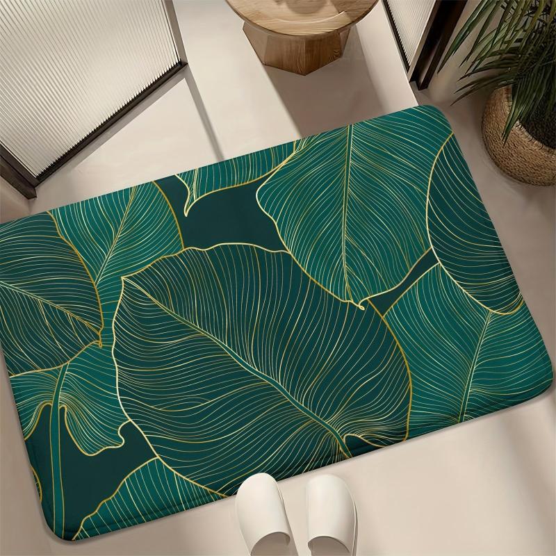 Green Plant Tropical Leaf Monstera Non-slip Bathroom Rug