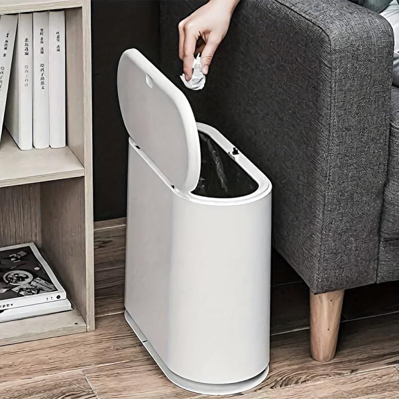 Rectangular Plastic Trash Can with Press Lid 10L
