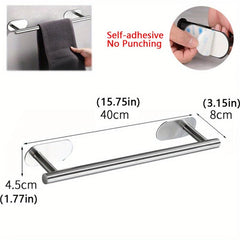 Stainless Steel Towel Rack Wall Mounted Towel Bar with Adhesive